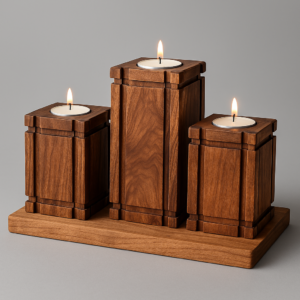 Dekoratif Ahşap Mumluk